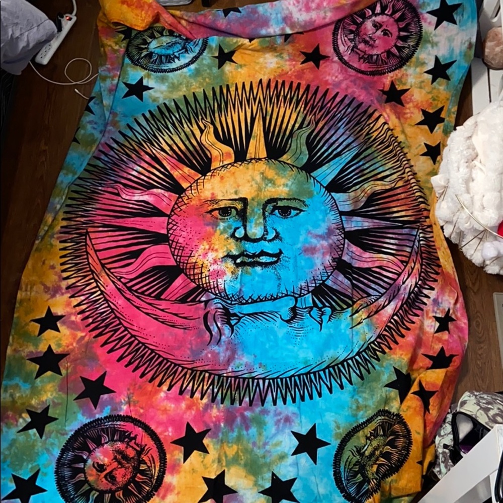 tie dye sun & moon tapestry